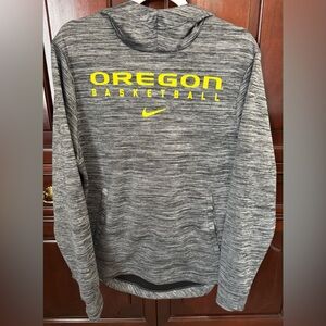Nike Oregon Duck Basketball Gray Hoodie, Mens Medium